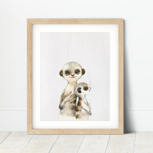 Watercolor Meerkat Nursery Art Print