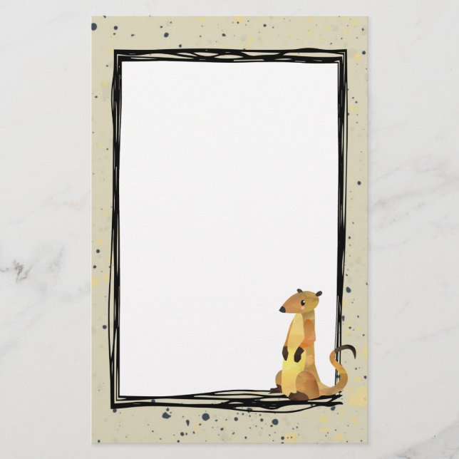 Watercolor Meerkat on a Beige Background Stationery (Front)