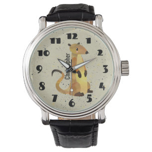 Watercolor Meerkat on a Beige Background Watch