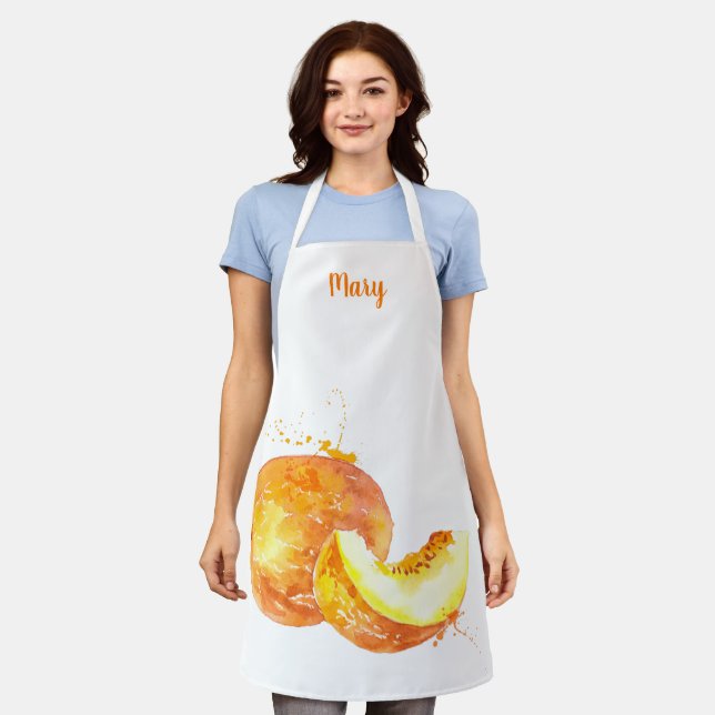 Watercolor Melon Customisable Apron (Worn)