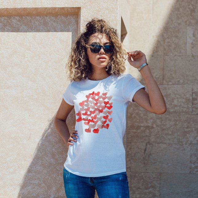 Watercolor melting hearts – red and grey palette T-Shirt (Creator Uploaded)