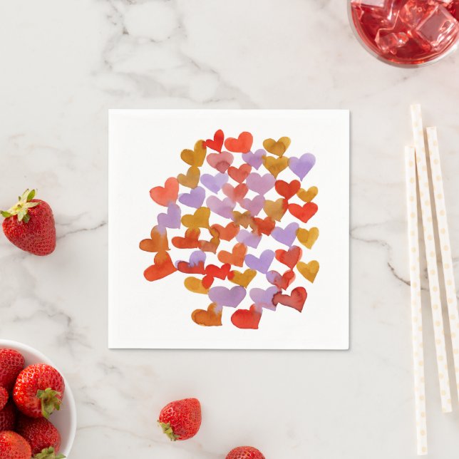 Watercolor melting hearts - retro napkin (Insitu)