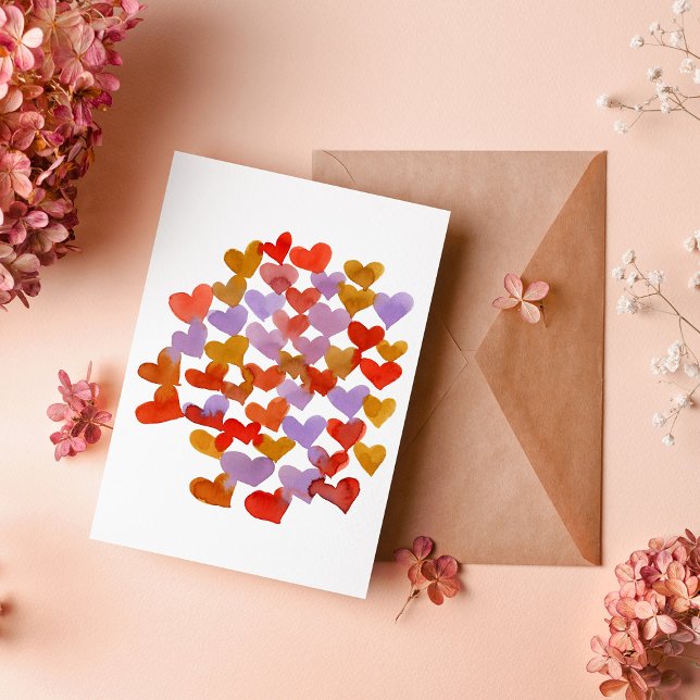 Watercolor melting hearts Valentine's Day Card (Creator Uploaded)