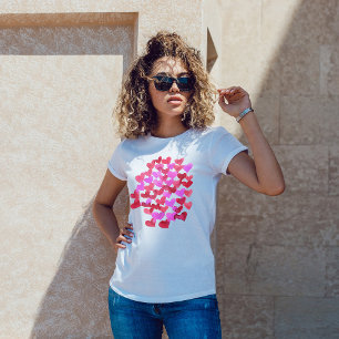 Watercolor melting hearts – viva magenta and purpl T-Shirt