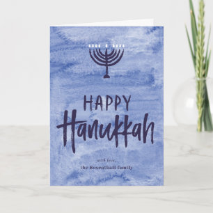 Watercolor Menorah Folded Hanukkah Card