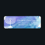 Watercolor Menorah Hanukkah Chanukah Return<br><div class="desc">Send your Hanukkah invites or holiday cards and thank you cards with these watercolor blue return label stickers . White menorah with star of David in middle. Editable templates so you can change font and size.</div>