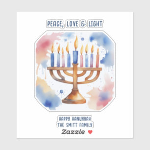 Watercolor Menorah Happy Hanukkah