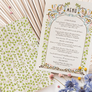 Watercolor Menu Card Victorian Royal Elegance