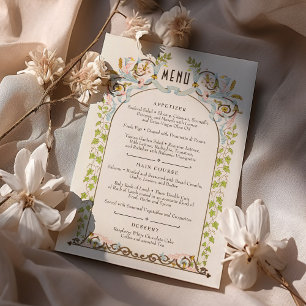 Watercolor Menu Card Victorian Royal Elegance