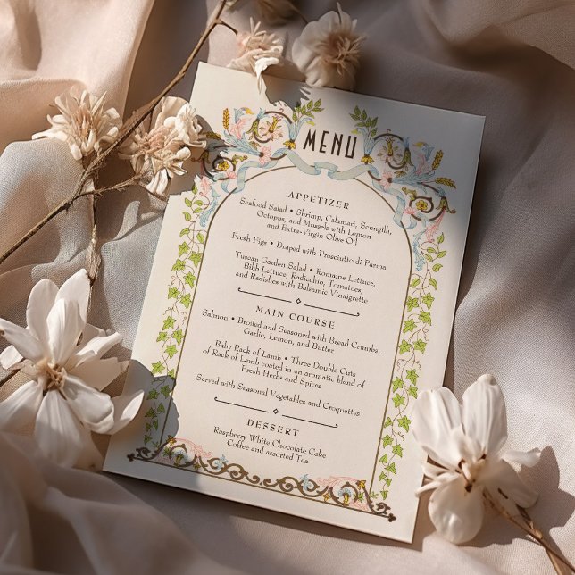 Watercolor Menu Card Victorian Royal Elegance (Creator Uploaded)