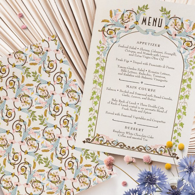 Watercolor Menu Card Victorian Royal Elegance (Creator Uploaded)