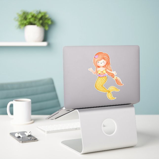 Watercolor Mermaid (Laptop On Desk)