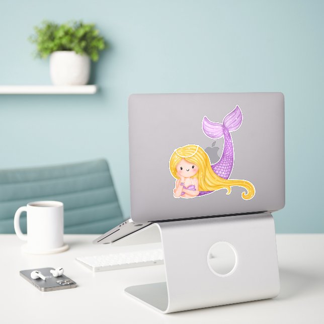 Watercolor Mermaid (Laptop On Desk)