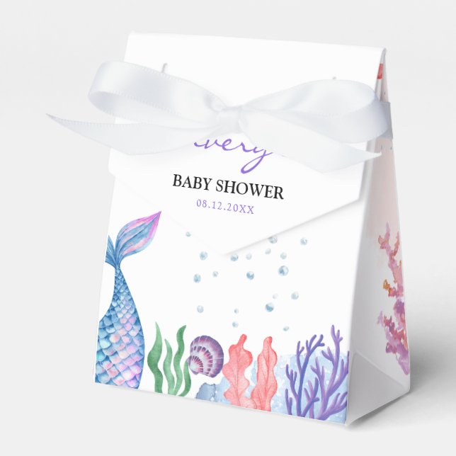 Watercolor Mermaid Baby Shower Favour Box (Front Side)