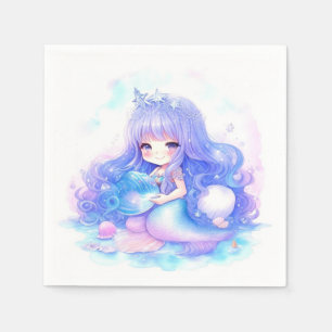 Watercolor Mermaid Baby Shower Napkin