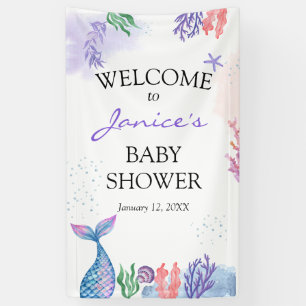 Watercolor Mermaid Baby Shower Welcome Sign
