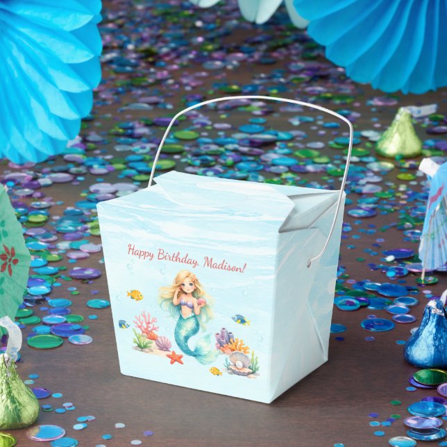 Watercolor Mermaid Birthday Favour Box (Party)