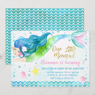 Watercolor mermaid invitation