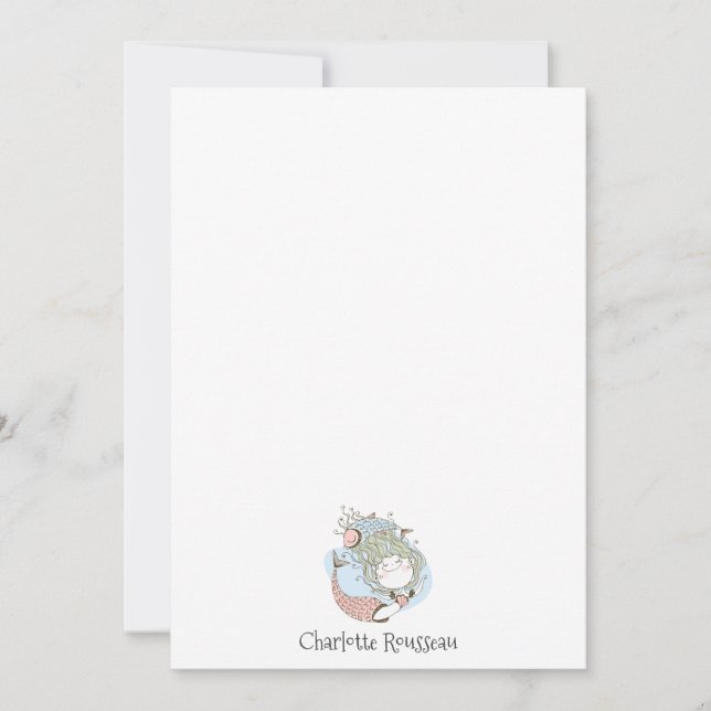 Watercolor Mermaid Kid's Personalised Stationery Card (Front)