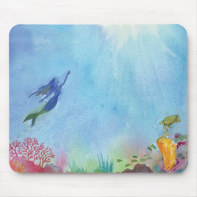 Watercolor Mermaid Mouse Pad (Front)