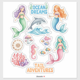 Watercolor Mermaid Ocean Dreams Vinyl Sticker
