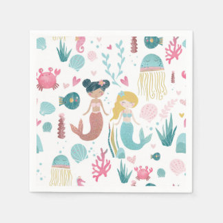 Watercolor Mermaid / paper napkin / girl's party