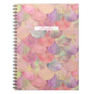 Watercolor Mermaid Scale Personalised Notebook
