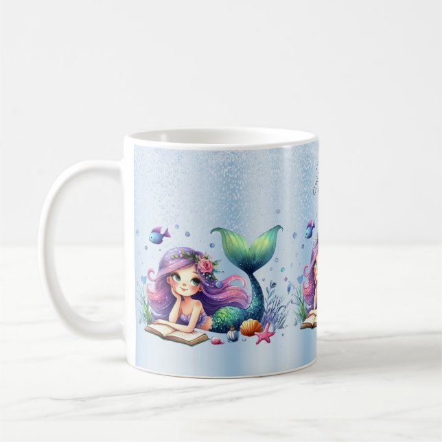 Watercolor Mermaid Sea Life Cute Beautiful Coffee Mug (Left)
