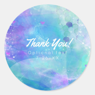 Watercolor Mermaid Tail Birthday Party Favour Classic Round Sticker