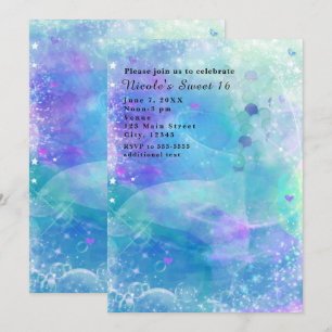 Watercolor Mermaid Tail Birthday Party Invitations