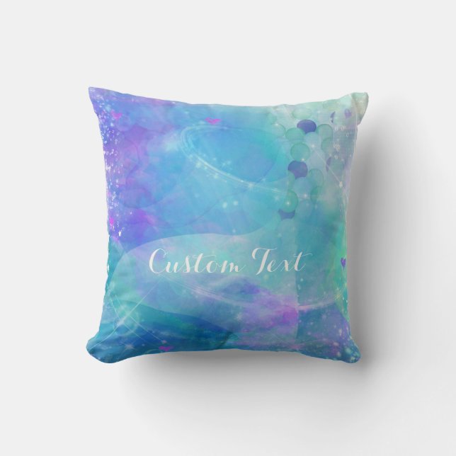 Watercolor Mermaid Tail Fantasy Enchanted Ocean Cushion (Front)