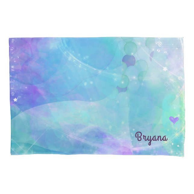 Watercolor Mermaid Tail Fantasy Enchanted Ocean Pillowcase (Front)