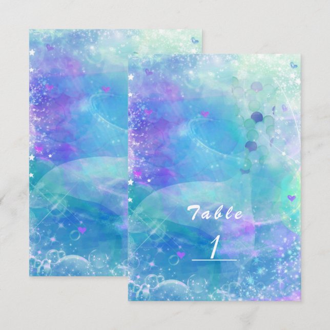 Watercolor Mermaid Tail Party Table Number Card (Front/Back)