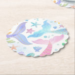 Watercolor Mermaid Tail Under The Sea Party Paper Coaster<br><div class="desc">Watercolor Mermaid Tail Under The Sea Party Paper Coaster. Can be used for Birthday or Baby Shower Parties.</div>