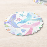 Watercolor Mermaid Tail Under The Sea Party Paper Coaster<br><div class="desc">Watercolor Mermaid Tail Under The Sea Party Paper Coaster. Can be used for Birthday or Baby Shower Parties.</div>
