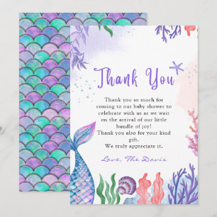 Watercolor Mermaid Thank You Cards