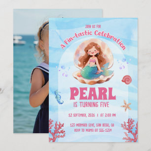 Watercolor Mermaid Under the Sea Birthday Photo