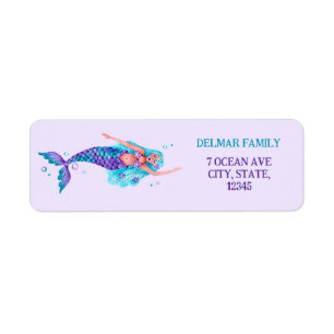 Watercolor Mermaid Under the Sea Return Address