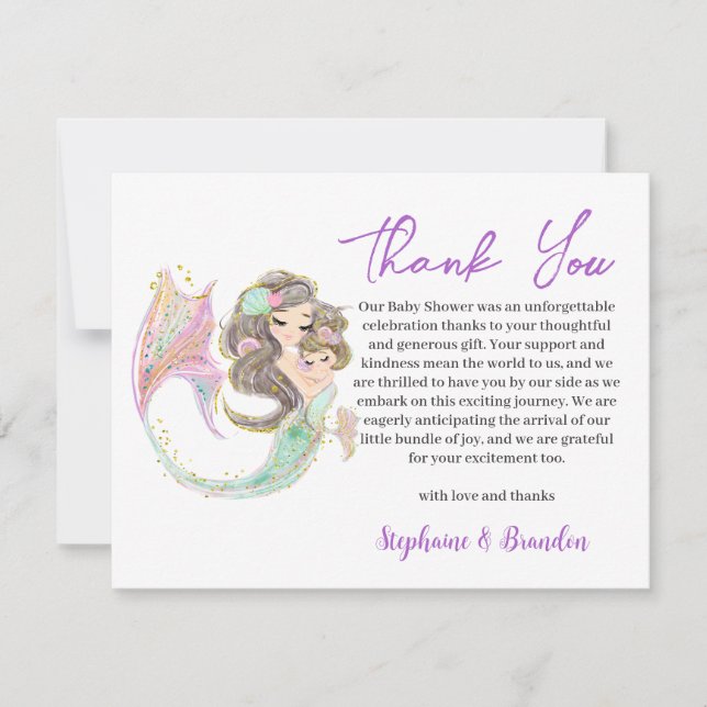Watercolor MERMAID Under The Sea Thank You (Front)