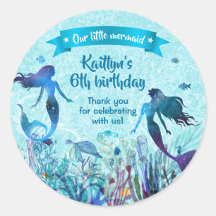 Watercolor Mermaid Under the Sea Thank You Classic Round Sticker