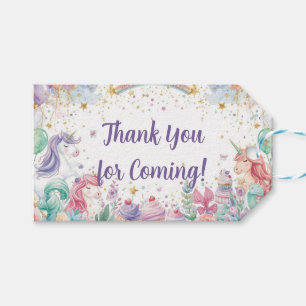 Watercolor Mermaid Unicorn Rainbow Birthday Favour Gift Tags