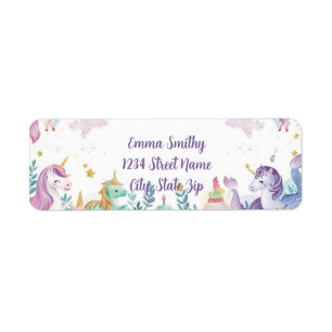 Watercolor Mermaid Unicorn Rainbow Return Address