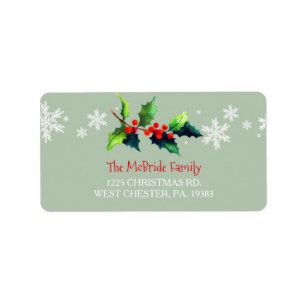 Watercolor Merry Berry Holiday Address Label