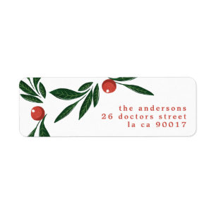 Watercolor Merry Christmas Berries return address