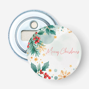 Watercolor Merry Christmas Bottle Opener – Elegant
