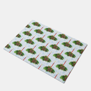 Watercolor Merry Christmas Candle Doormat