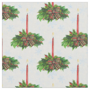 Watercolor Merry Christmas Candle Fabric