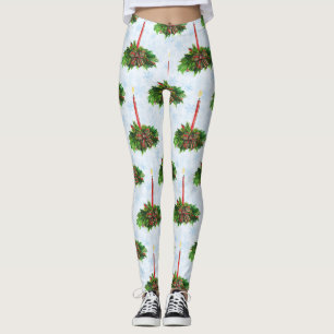 Watercolor Merry Christmas Candle Leggings