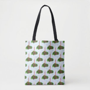 Watercolor Merry Christmas Candle Tote Bag