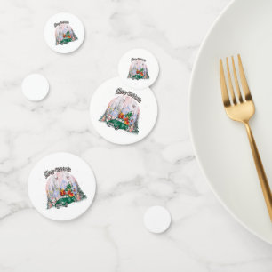Watercolor Merry Christmas, Car Of Gifts Confetti